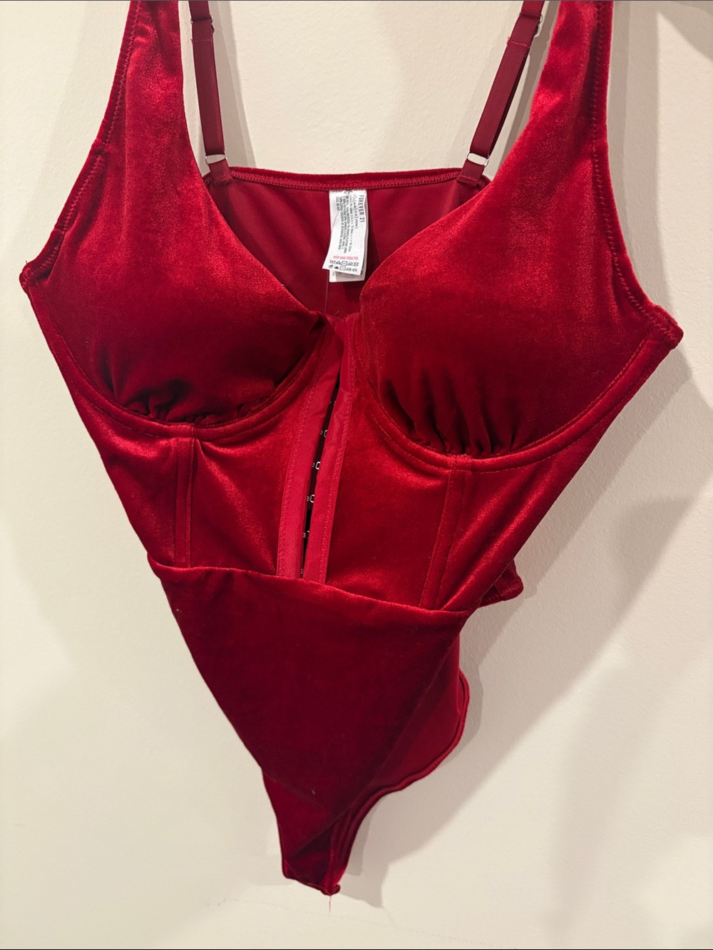 Red Velvet Underwire Bodysuit by